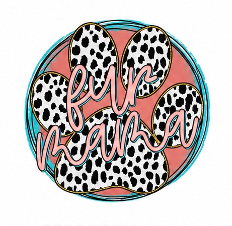 Fur Mama leopard print paw graphic tee design