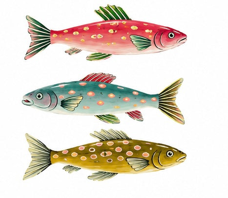 Three trout illustration graphic tee design